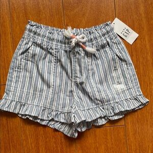 Baby GAP Blue and White Striped Ruffle Shorts
